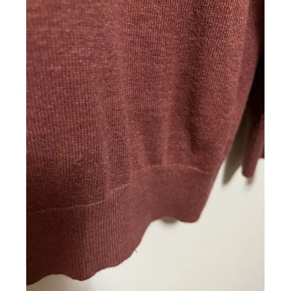 LL Bean Sweater Cashmere Cotton Blend Burnt Orange Pullover 1/4 Zip Mens Size XL